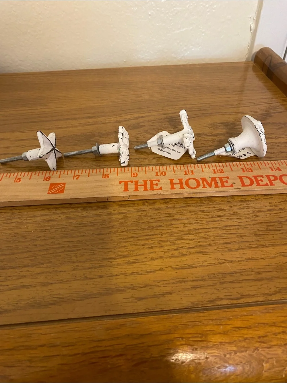 Hobby Lobby White Distressed Iron Decorative Knobs - Set of 4